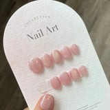 GETADME 10Pcs Pure Color Handmade Short False Nail with Glue Press On Nails Full Cover French Round Head Manicure Wearable Nail Tips Art