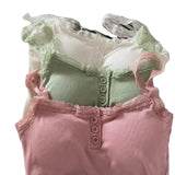 GETADME 플러스 사이즈 퓨어 레이스 탱크 탑 여름 베이스 조끼 가슴 패드 랩 가슴 레이스 탱크 대형 사이즈 조끼 탑 중국 본토에서