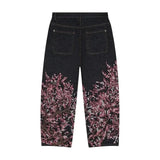 GETADME Harajuku Flower Woman Embroidery Baggy washed jeans Y2K Vintage 2000s streetwear American Gothic Pants Men Women wide leg pants
