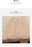 GETADME Printemps et automne nouveaux pyjamas pour femmes ensemble de vêtements de détente fille amour Cardigan pyjamas tissu froissé vê