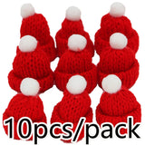 GETADME (10 Pieces/pack) 4x6cm Mini Christmas Knitted Hat Plush Yarn Finger Hat Christmas Decoration Holiday Handmade DIY Pendant