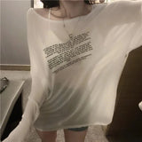 GETADME Loose T-shirts for Women Letter Pattern Simple Design Korean Style Summer Clothing Thin All-match Young Students Tops New Trendy
