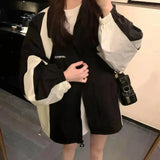 Getadme Windbreaker Jackets Harajuku Oversized Streetwear Black Trench Jacket Couple Clothes Korean Fashion College Coats New