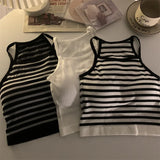 GETADME Korean Version Women Tank Tops Thread Solid Casual Fashion Crop Top with Chest Pad Stripe Sleeveless Outer Wear Basic Camisole