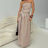 GETADME Casual Strapless Elastic Pleated A-line Maxi Dress Sleeveless Summer Bodycon Clubwear Elegant Party Comfortable 2025 Dresses