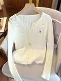 GETADME 2025 New Women Solid Fashion Knitted Tops  Y2K Embroidery Long Sleeve Cardigans Sweaters Fashion Streetwear Lady Shirts