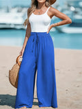 GETADME 2025 Cross border Women's Four Seasons Wide Leg Loose Drawstring Casual Fashion Pants