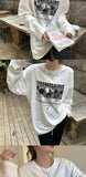GETADME Retro Letter Print White Long Sve T-irt round Ne Base Layer Women's Korean Sle Cotton Autumn New Arrival