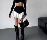 GETADME Chic Ruffles Women's Midi Skirt High Waisted Pleated Splice A Line Skirts 2026 Fashion Spring Summer New In Clothing Lady Street