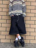 Getadme Y2k Vintage Baggy Jeans Shorts Woman Streetwear Jorts Korean Harajuku Gothic Oversized Denim Pants Embroidery Summer