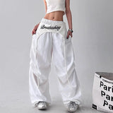 GETADME Y2K Red Patchwork Parachute Chic Pants Women Autumn Loose Streetwear Wide Leg Pants Female Hip Hop All Match Straight Trousers