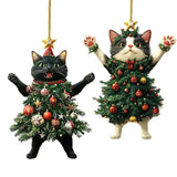 GETADME Christmas Cat Pendant Halloween Cartoon Animal Christmas 2D Acrylic Xmas Tree Ornaments 2025 New Year Home Decor