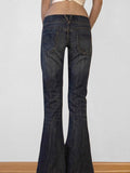 GETADME Vintage y2k Flared Jeans Retro Button-up Low Rise Casual Denim Pants Harajuku 2000s Trousers Basic Aesthetic Mom Jeans