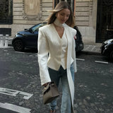 GETADME Tuularose 3 Piece Dress Set Women Elegant V-Neck Striped Ribbon Blazer Slim Short Dress Set Fashion Luxury Women Party Dress Set