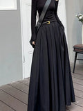 Getadme Women Skirts Spring Pleated Floor Length Solid Simple Classic Graceful Popular Newly Young Stylish Cool Korean Style Hot Sale