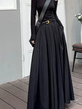 Getadme 2 Women Skirts Spring Pleated Floor Length Solid Simple Classic Graceful Popular Newly Young Stylish Cool Korean Style Hot Sale