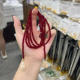 GETADME 새로운 프랑스 스타일 니치 바로크 진주 그린 사암 목걸이 인스 롱넥 쥬얼리 도매 여성 선물용