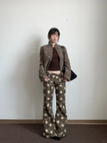 GETADME Women American Vintage Star Goblin Core Flare Jean Y2K Japanese Denim Trumpet Pants 2000s Abi Grunge Cyber Punk Bell-Bottom Tide