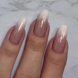GETADME Nude Color Press On Nails 24Pcs Short Almond Fake Nails White French Tip Wearable False Nails Patches Women Girls DIY Manicure