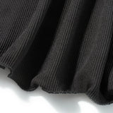 GETADME 여성 솔리드 컬러 리브드 롱 슬리브 V넥 슬림핏 파티 미니 드레스 패션 봄 가을 슬림 A라인 드레스