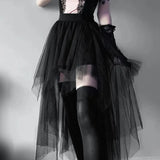 GETADME Tassels Women Skirts Irregular Hem Multi-Layered Ruffles Lace Ruffles Patchwork Sweet Skirts Sexy High Waist Y2k Party Clubwear