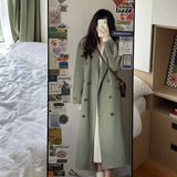 Women Long Windbreaker Coat Korean Loose Fashion Single-breasted Lapel Coats Female Autumn Winter Warm Lady Overcoats Wholesale