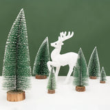 GETADME Mini Christmas Tree Decor with Snow Covered Pine DIY Ornaments Winter Snow Ornaments Trees for Xmas Party Home Party bar