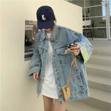 GETADME High Street Fashion Oversized Denim Jacket Women Korean Loose Long Sleeve Button Down Jean Jackets Female 2025 New