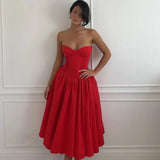 GETADME Suninheart Women Red Strapless Dress Sexy 2025 New Arrivals Midi Casual Holiday Birthday Party Dresses Female
