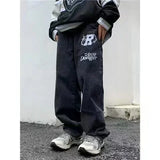 GETADME Men's letter star print y2k jeans American style hip hop high waist loose layered straight zipper fashion pants trend hot sale