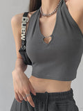 V-neck Button Up Cropped Knitted Tank Top Women Tops Y2K Halter Camis Strapy Sexy Tube Top Women 2024 Summer