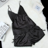 GETADME 2025 Summer New Pajamas Suit Lace Up Cami&shorts 2Pcs Lingerie Sleepwear Rayon Homewear Women Loose Loungewear Big Size 3Xl