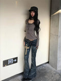 GETADME Tonngirls 2000s Japanese Jeans Pants Women Low Waist Denim Pant Streetwear American Retro Y2k Trousers Jeans Slim E-girls Jeans