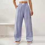 GETADME Fashion Striped Trousers Women Summer New Streetwear Basic Straight Casual Slim Pants Lady Sexy Solid Simple Versatile Trousers