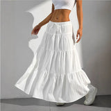 GETADME SpringSummer Women's Half length Skirt with Strap Splicing Large Swing Skirt Loose Long Skirt Women's Wear