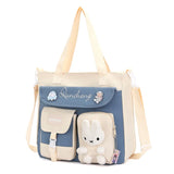 GETADME Tote Bag, Student Carrying Book Bag, Female Large Capacity Junior High School Student Tutoring Bag, Crossbody Backpack