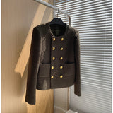 GETADME New Designer Fashion Winter Autumn Women Casual Short Jackets Coat Elegant Small Fragrance Lady Double Breasted Outwerwear