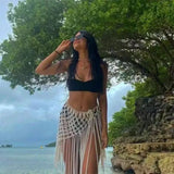 GETADME Netted Fringe Waistband Handwoven Bikini Cover Up Skirt Festival Street Sle Me Top Soulful Accessory For Suits Jeans Waistline