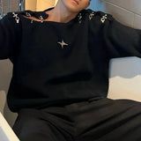 GETADME Mens Sweater Sexy Buckle Off-Shoulder Sweater Streetwear Fashion Youth Campus Versatile Long-Sleeved Top Men'S Clothing  New