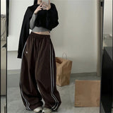 GETADME Y2K Women Cargo Pants Vintage Streetwear Baggy Wide Leg Sweatpants Casual Drawstring Oversize Pockets Tech Fashion Trousers
