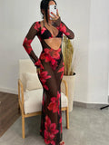 GETADME 2025New Low Waist Bikini Sets And Cover Up Sexy Women Swimsuit Swimwear Three Piece Set Print Floral Brazilian Beachwear biquini
