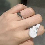 GETADME Subculture Cute Angel Wing Ring INS Star Opening Adjustable Rings Unisex Punk Gothic Jewelry Accessories Gift