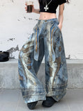GETADME 2025 Trashy Y2K Punk Style Grunge Streetwear Baggy Stacked Jeans Pants For Women Designers Clothes Wide Leg Lady Denim Trousers