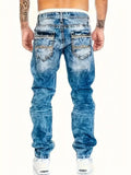 GETADME European American Jeans Men's Autumn New Slim Elastic Trousers Fashionable Vintage Wash Denim Pants Male Streetwear