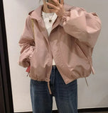 GETADME New 2025 Hooded Jacket Short Style Casual Windbreaker Versatile Loose Outerwear for Small Figures Spring Season Fashion