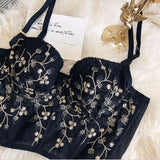 GETADME High Street Women's Camisole 2026 New Fashion Embroidered 3D Petal Bustier Bra Cropped Tops Female Thin Underwear