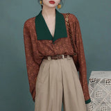 Vintage Floral Blouses Women Harajuku Patchwork Oversized Long Sleeve Shirts Office Lady Elegant Print Loose Casual Tops