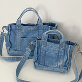 Vintage Denim Large Capacity Women's Shoulder Bag Fashion Solid Color Ladies Messenger Bags Simple Square Female Tote Handbag