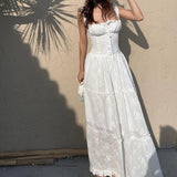 GETADME Temperament Sexy Backless Maxi Dress Hollow Out Mesh Ruched Halter Long Dresses Elegant Women Summer For 2025 Vestidos