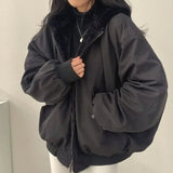 GETADME Korean style plus velvet thickened on both sides to wear lamb wool cotton clothing women's coat winter new hooded cotton jacket